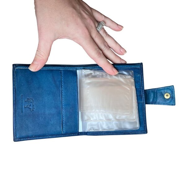 VTG Soft Blue Leather Bifold Wallet Frame Coin Pouch Ranchero Cowhide Women NWOT - Picture 3 of 10